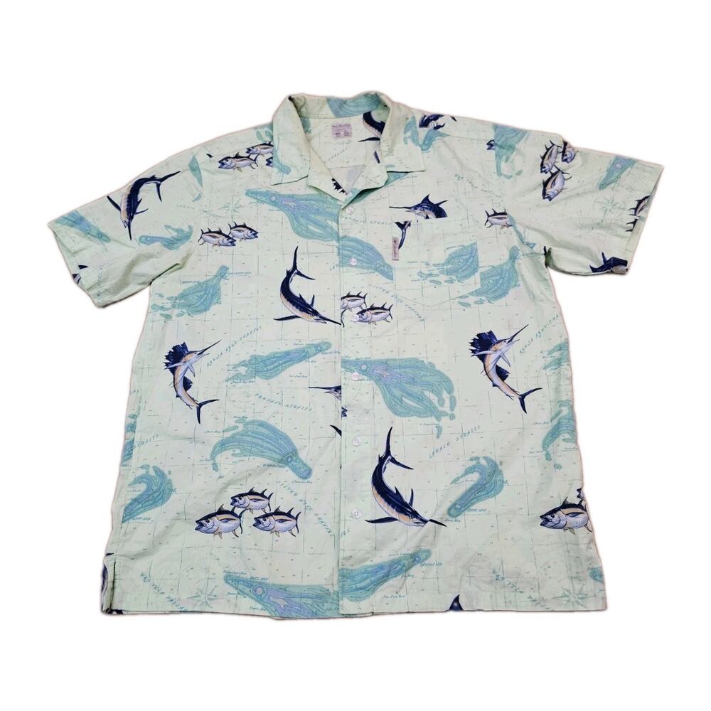 Vintage Columbia River Lodge Men's Large Fishing Shirt Embroidered Marlin